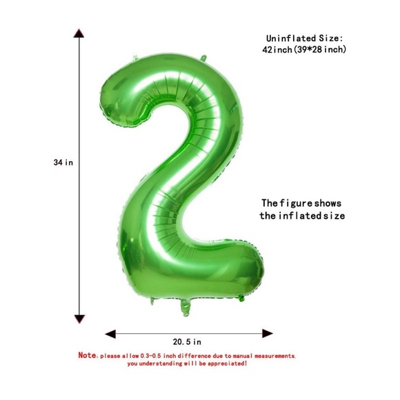 Green Number 22 Balloons,40 Inch Birthday Number Balloons - Picture 2 of 4